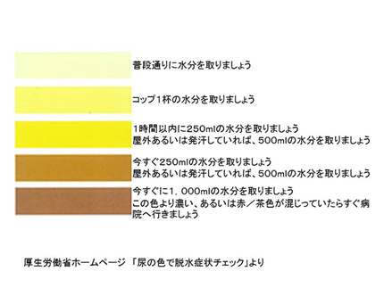 「尿の色で脱水症状チェック」より